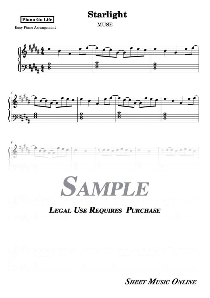 MUSE - Starlight Easy Piano Sheet Music