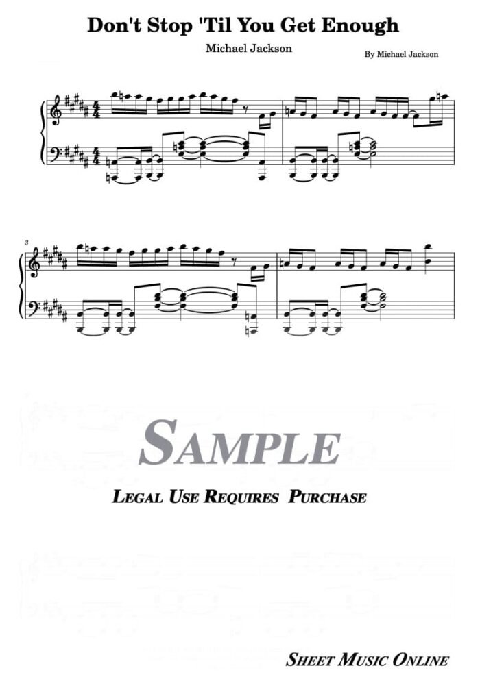 Michael Jackson - Don't Stop 'Til You Get Enough Sheet Music