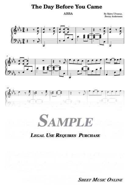 ABBA - The Day Before You Came Sheet Music