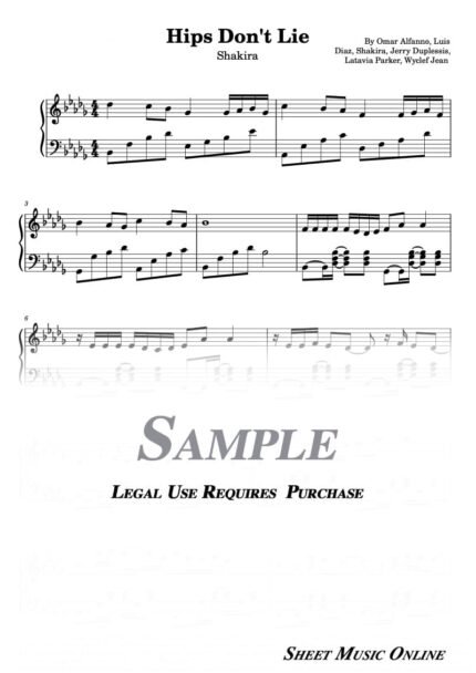 Shakira - Hips Don't Lie Sheet Music