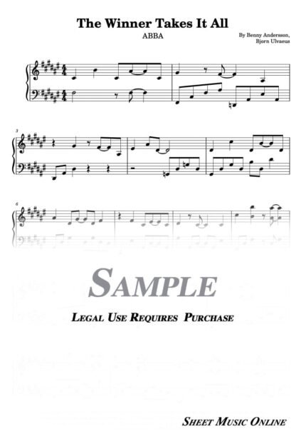 ABBA - The Winner Takes It All Sheet Music