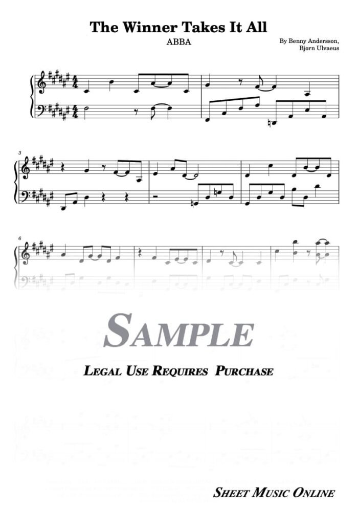 ABBA - The Winner Takes It All Sheet Music