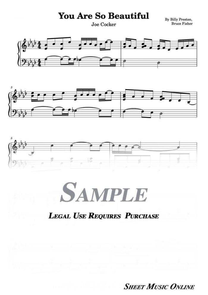 Joe Cocker - You Are So Beautiful Sheet Music