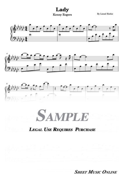 Kenny Rogers - Lady Sheet Music