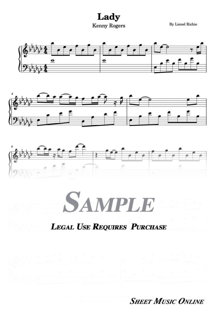 Kenny Rogers - Lady Sheet Music