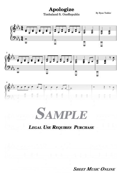 Timbaland - Apologize ft. OneRepublic Sheet Music